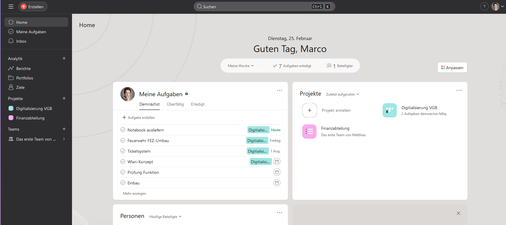 Asana Dashboard